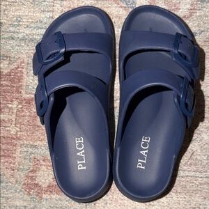 Child’s Place Navy Double Buckle Slide Sandals sz 13